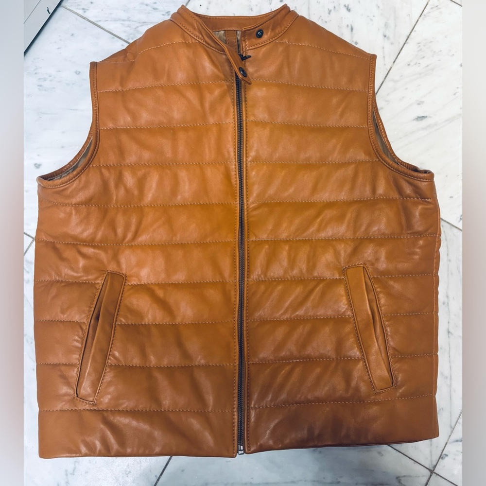 Leather hand stitched vest direct from Fez, Morocco!
